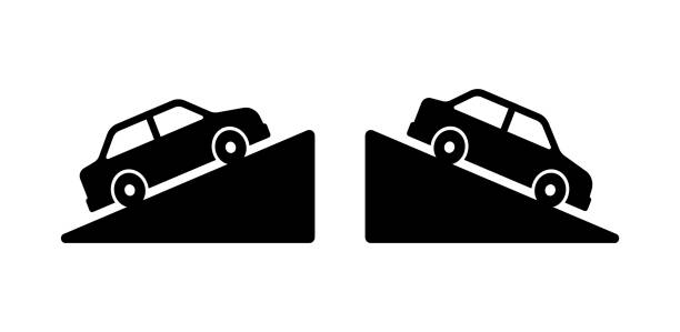 Diagram of cars parked on an incline