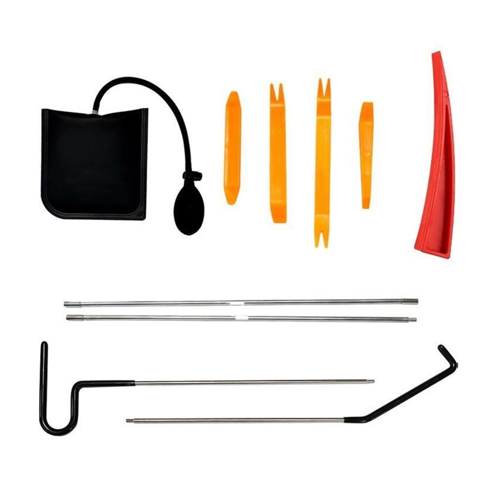 A professional air wedge lockout kit with wedges and rods
